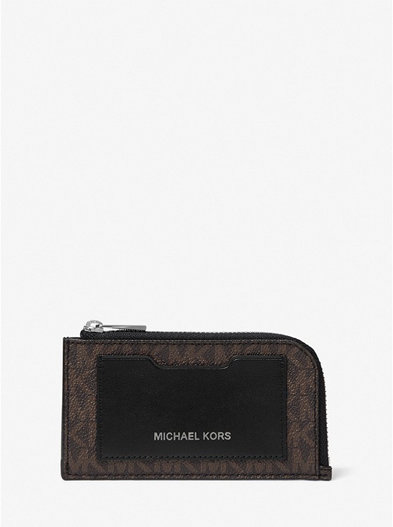 Michael Kors Logo Brieftasche mit Reißverschluss Herren Schwarz | SALE-812706